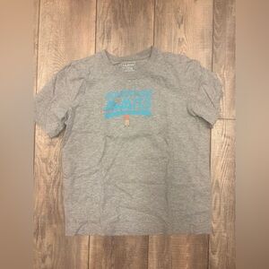 L.L. Bean Gray Tee with Bright Blue 'Adventure Awaits' Print